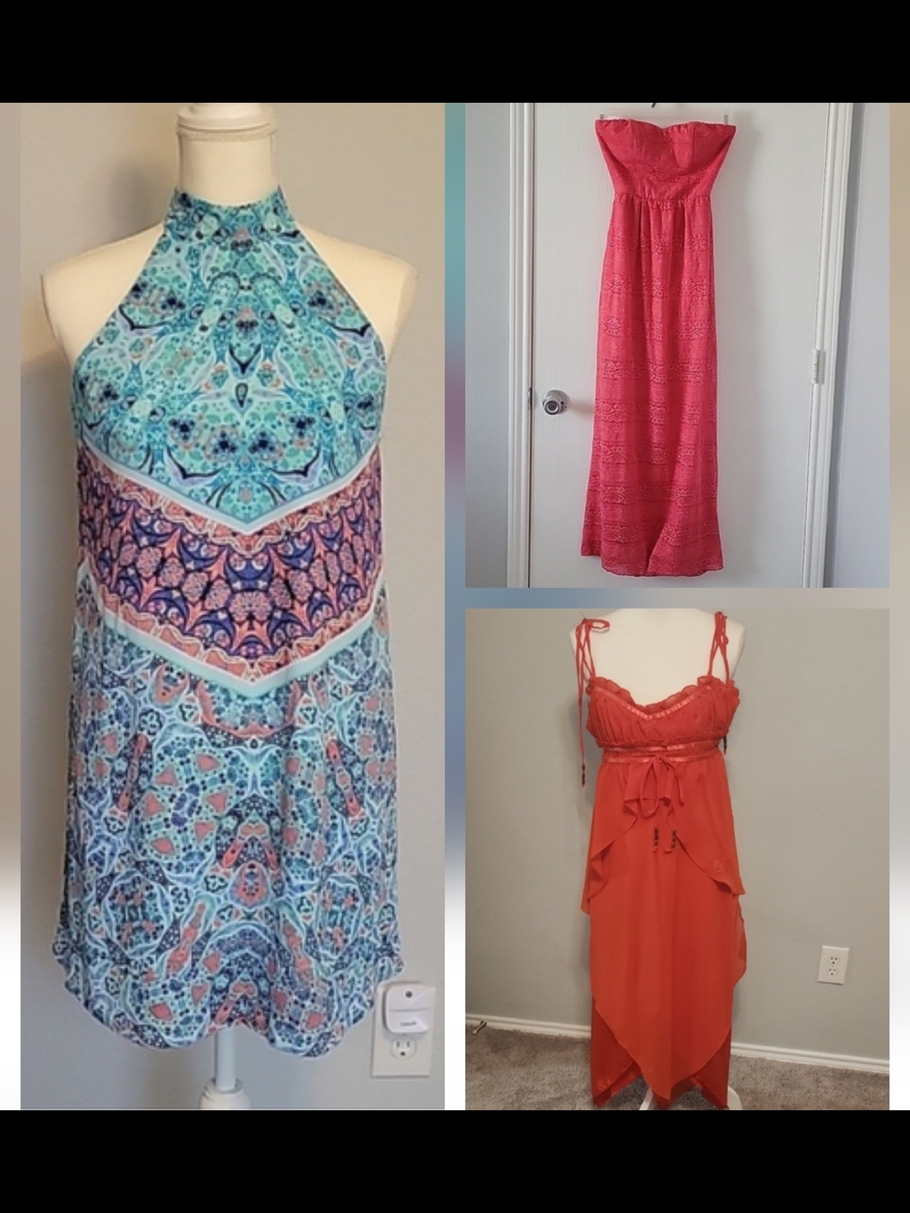 Lot of 3 Size Small Summer Dresses Bundle | Maxi+Halter+Boho | Decree, Speechles